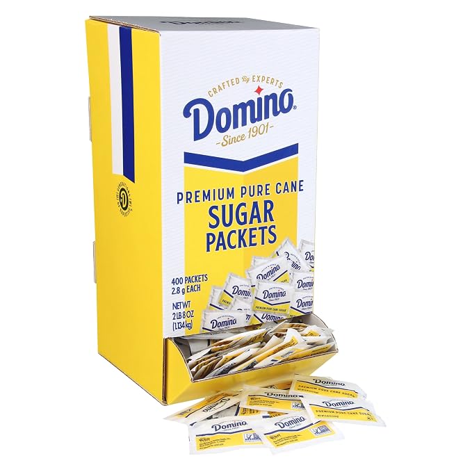 Domino® Sugar Packets, 400 Count (2.8 g each) in Dispenser Box | Single-Serve Portions, Consistent Measurement, Mess-Free Use, Dispenser Packaging, For Beverages, Self-Serve Stations