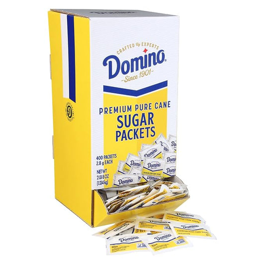 Domino® Sugar Packets, 400 Count (2.8 g each) in Dispenser Box | Single-Serve Portions, Consistent Measurement, Mess-Free Use, Dispenser Packaging, For Beverages, Self-Serve Stations