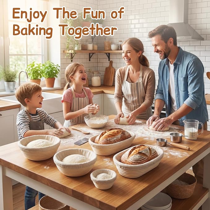 Set of 12 Banneton Bread Proofing Basket with Liner, 5-inch 9-inch Round and 7-inch 10-inch Oval Small Mini Bread Proofing Sourdough Bowl for Sourdough Making, Baking Supplies for Home Bakery