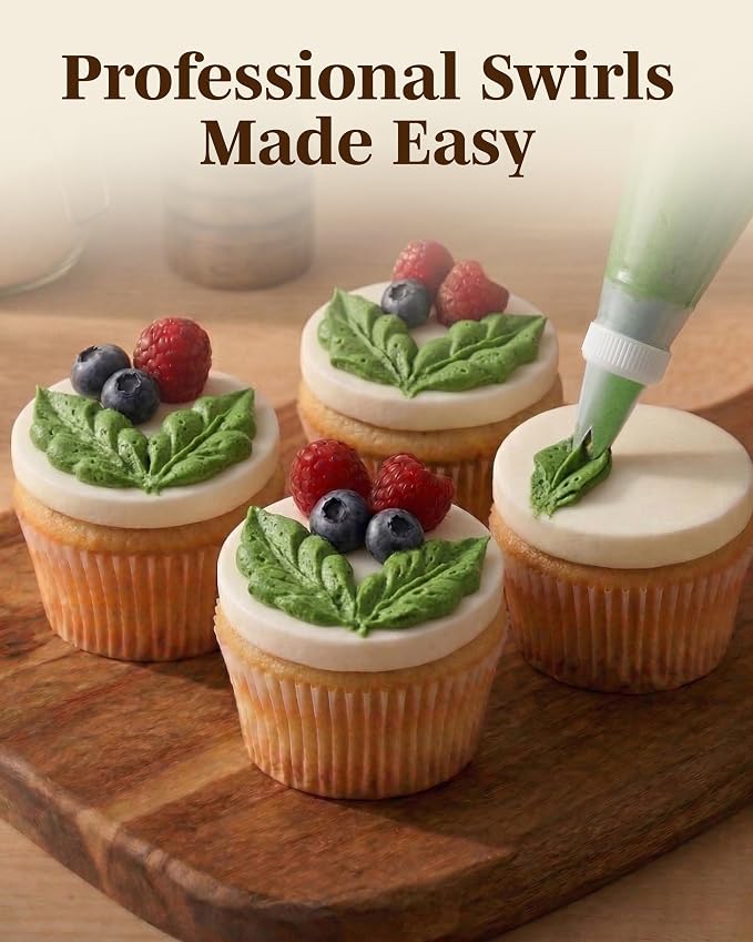 Reusable Plastic Piping Tips Standard Size Leaf Tip #67 20 Pack with 2 Couplers V-Cut Icing Nozzle for Cake Decoration, Dessert Design Baking Supplies and Piping Bags Base Ø 0.75"Height 1.25"