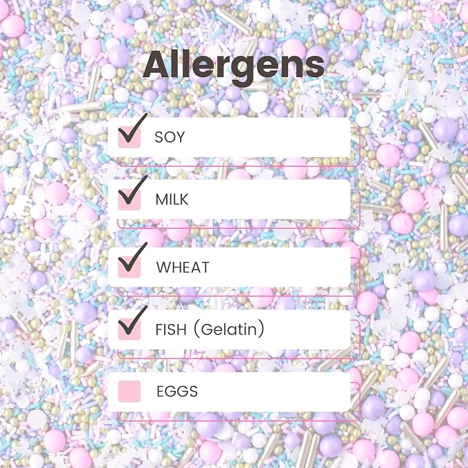 Sprinkle Pop Unicorn Sprinkle Mix| Pastel Pink Purple Blue White Sprinkles with ~10 Unicorn Wafer Paper and Gold Dragees Made in USA for Decorating Princess Birthday Cakes Cupcakes Donuts Cookies, 2oz