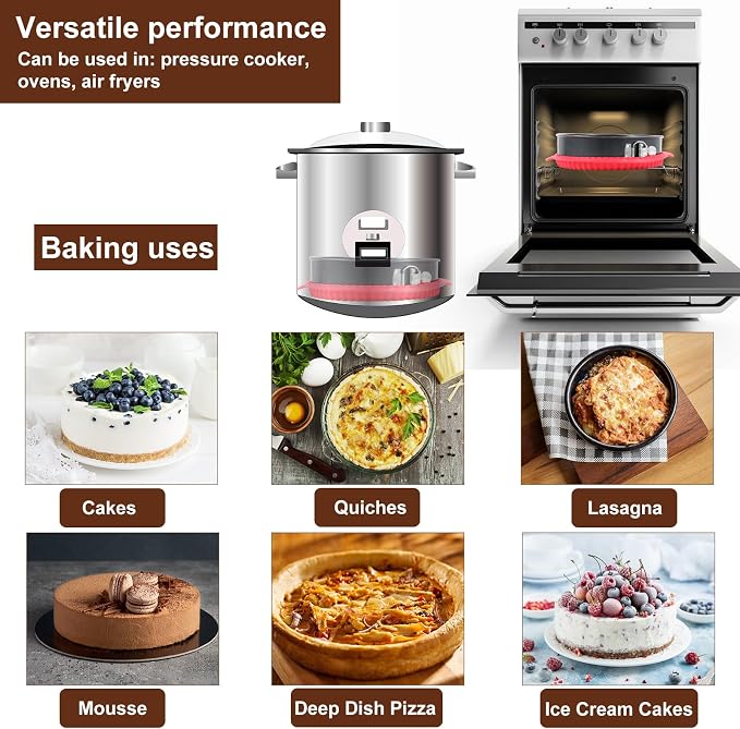 Premium Springform Pan Set - 4, 7, 9, 10 Inches Round Cake Pan set with Removable Bottom for Baking, Nonstick Coating, with Thickened Silicone Cheesecake Pan Protector