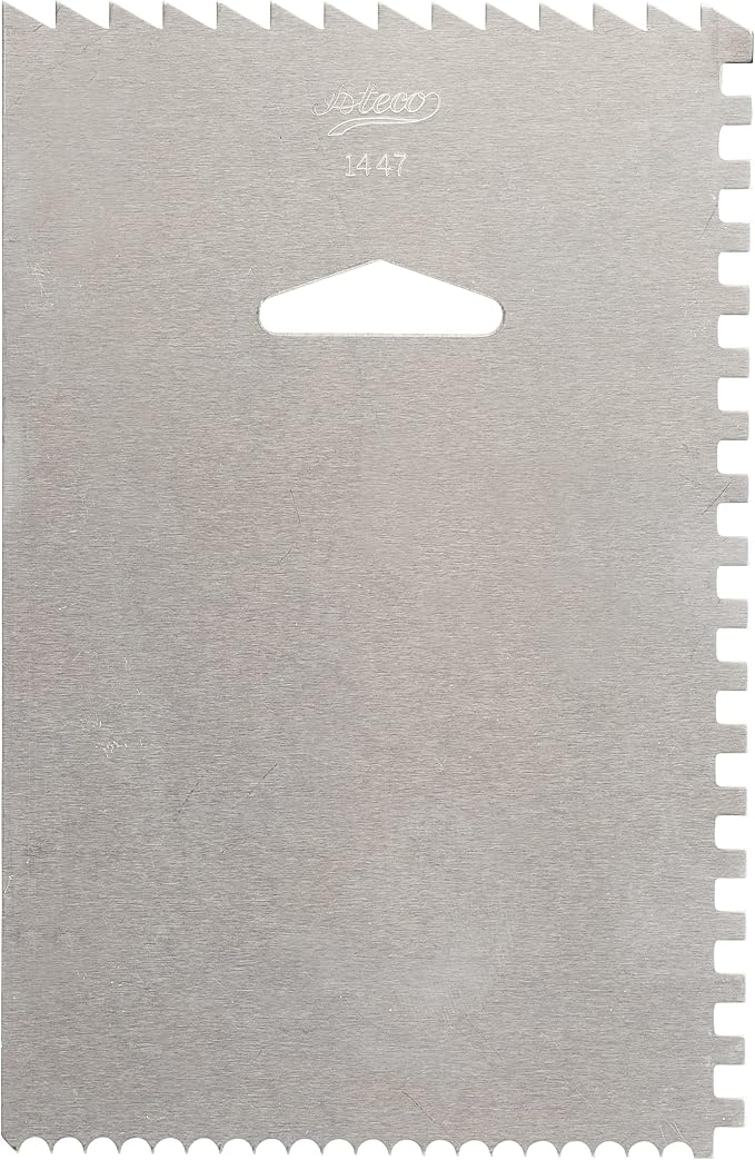 Ateco 1446 - 3 Sided Decorating Comb and 1447- 4 Sided Decorating Comb & Icing Smoother, 2 Pc Set,Silver