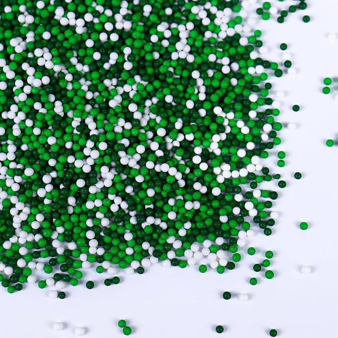 Green Sprinkles for Cupcakes, 2 mm Green and White Pearl Sprinkles, Nonpareils Sprinkle, St. Patrick's Day Sprinkles Edible for Cookies, Cake, Ice Cream, Macarons, and Baking(120g/4.23oz)