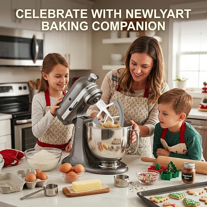 Flex Edge Beater for KitchenAid Tilt-Head Stand Mixer 4.5-5 Qt, Upgraded Flat Beater Paddle with Dual Silicone Scraper Edges, Kitchen Aid Accessories and Attachments (Aluminum Grey)