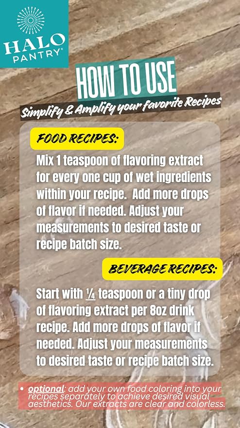 Natural COCONUT Flavoring Extract by HALO PANTRY (2oz bottle) | Water-Soluble, Dye-Free/Colorless, Gluten-Free, Dairy Free, Zero Sugars, NO Sweeteners, NO Calories | Perfect for customizing ANY baking, candy, dessert or drink recipes