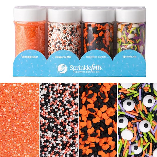 Sweets Indeed Sprinkles, 4 Pack, Edible Sprinkle Mix, Perfect for Cake Decorations, Baking, Ice Cream, Cookies, Cupcake Topper (Halloween)