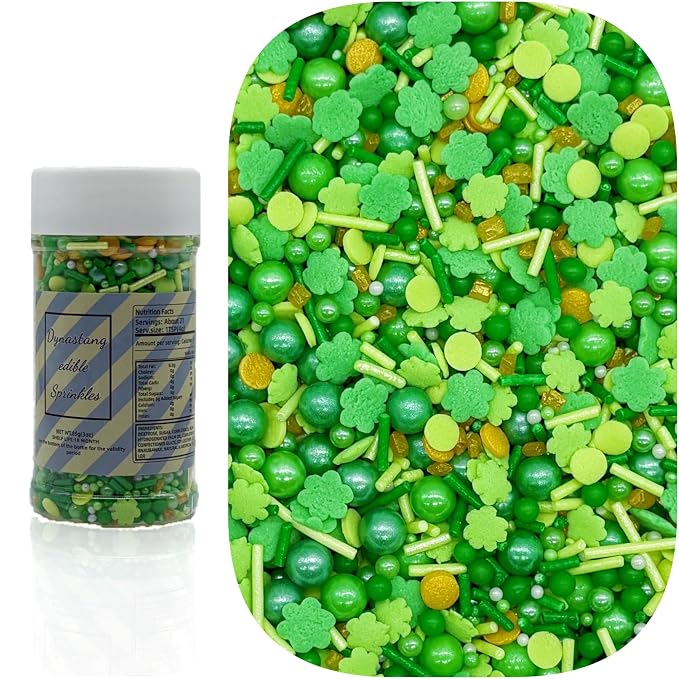 Dynastang St. Patricks Day Sprinkles Mixed Style Edible Cake Decorations Cupcake Toppers Cookie Perfect for Cakes, Cupcakes, Desserts Toppings 3OZ
