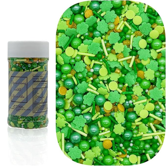 Dynastang St. Patricks Day Sprinkles Mixed Style Edible Cake Decorations Cupcake Toppers Cookie Perfect for Cakes, Cupcakes, Desserts Toppings 3OZ
