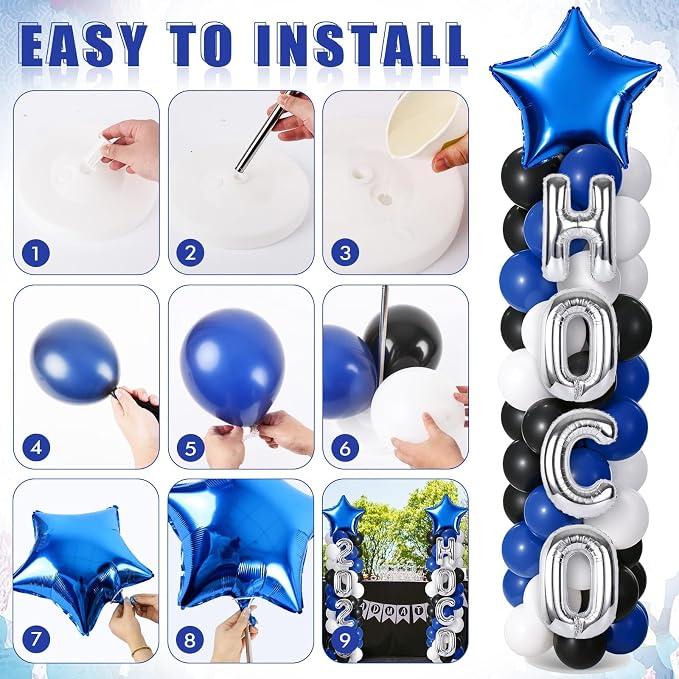 2 Sets Homecoming 2026 Balloon Column Stand Party Decorations Kits with Balloons Class of 2026 Hoco Balloon Tower Stand Kit for Homecoming Prom Party Photo Booth Props Backdrop Decor Party Supplies