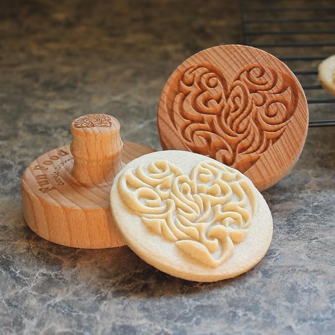 Wood Cookie Stamp, 2.5 Inch (Complicated Heart CS-127)