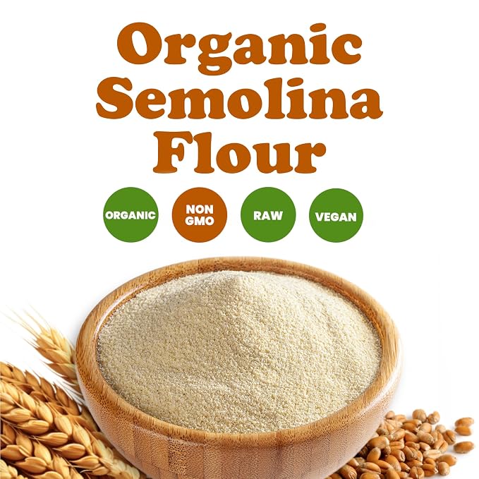 Food to Live Organic Italian Semolina Flour, 2 Pounds - Premium Durum Wheat, Perfect for Pasta and Pizza Dough, Ideal for Authentic Italian Recipes.
