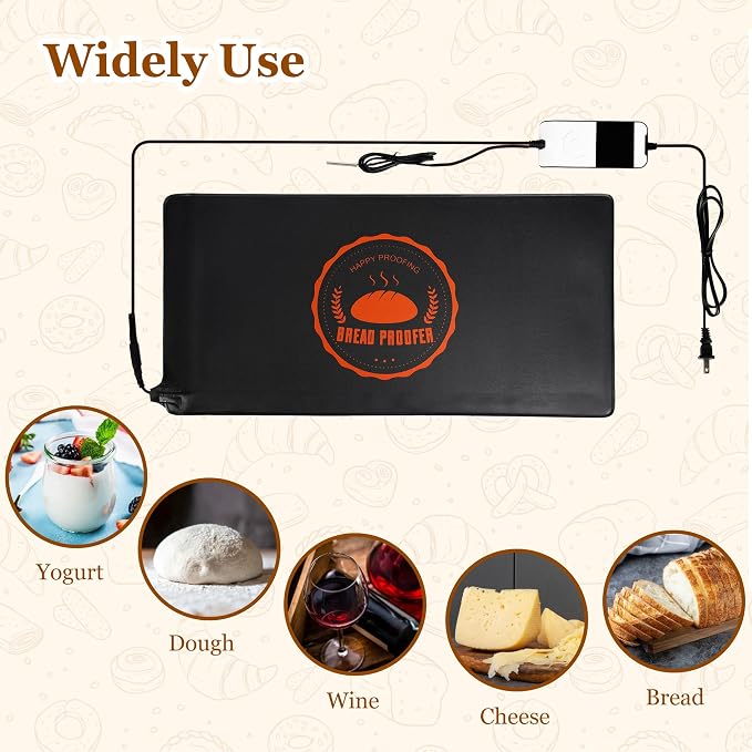Bunmery Bread Proofing Mat 2 Pack, Sourdough Warming Mat, Sourdough Starter Warmer with Thermostat Temperature Control, Dough Proofer Heating mats for Home Kitchen Baking Food(10.6" x 21.6")