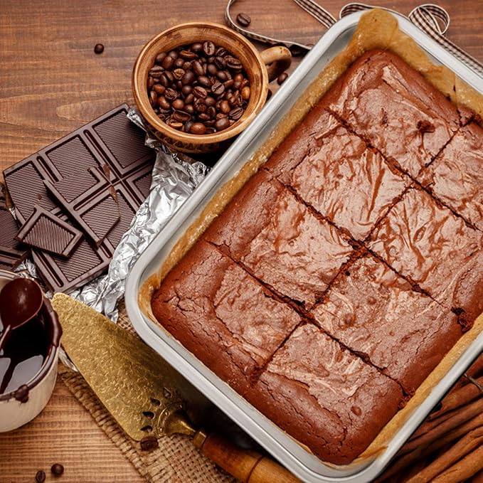 P&P CHEF Lasagna Pan, Rectangular Cake Pan Roaster Pasta Baking Cookie Sheet Pans Stainless Steel, Heavy Duty & Durable, Oven & Dishwasher Safe, 12.7" L x 3.2" H
