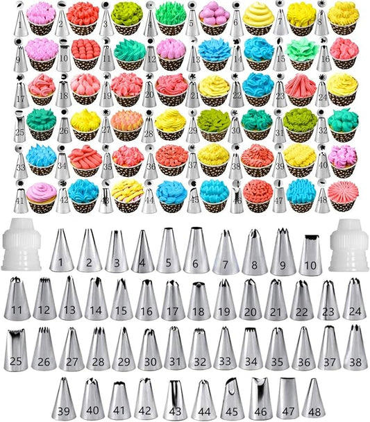 Cake Decorating Tips and Icing Piping Tips Coupler With 48pcs Piping Tips Instructions