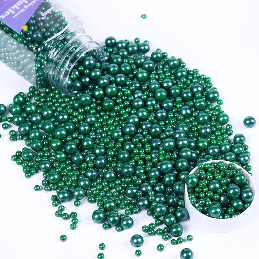 Dark Green Sprinkles for Cake Decorations 3.52 ounce Edible Pearl Sugar Sprinkles for Cupcake Toppers Wedding Party Valentines Halloween Christmas Supplies