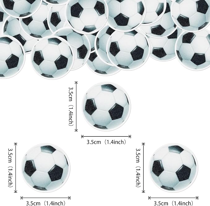 48 PCS Edible Soccer Ball Cupcake Toppers Wafer Paper Soccer Cupcake Picks Edible Football Cupcake Decorations for Sports Soccer Ball Theme Baby Shower Kids Birthday Party Cake Decoration Supplies