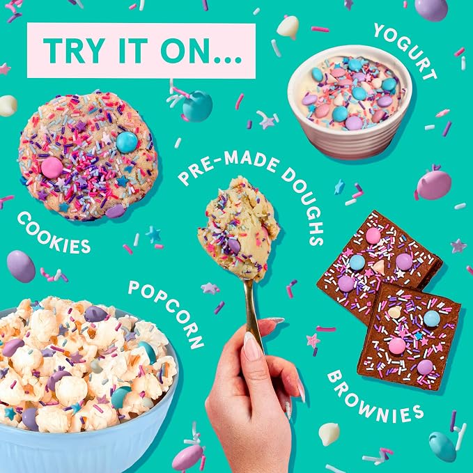 Fancy Sprinkles Unicorn Baking Confetti | Crunchy Jimmies, Chocolate Gems, Candy-Coated Morsels & Star Confetti | Cookie Mix-In & Cake Batter | Girls Birthday & Unicorn Party | 8 oz (2 Pack)