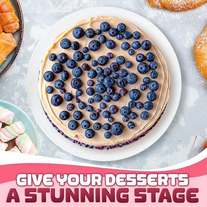 White 8 Inch Cake Drum for Heavy Cakes - Thick 1/2" Cardboard 8 Inch Cake Board with Bend-Proof Smooth Surface, Grease and Water-Resistant - Suitable for Presenting Desserts and Cakes Up to 6 Inches