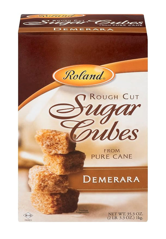 Roland Foods Demerara Rough Cut Brown Sugar Cubes, Specialty Imported Food, 35.2 Ounce Box, Pack of 1