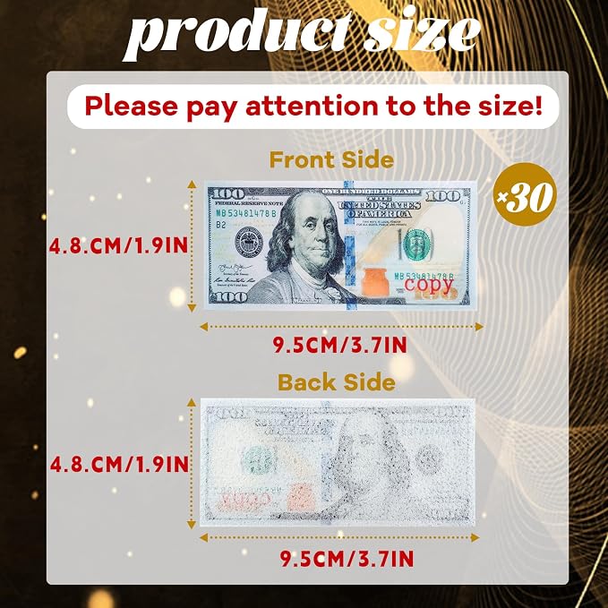 Morofme 30pcs Mini Edible 100 Dollar Bill Cake Cupcake Toppers Small Edible Money Cake Topper Edible Money Image Wafer Paper Cake Decorations Precut Fake Money for Birthday Party Supplies