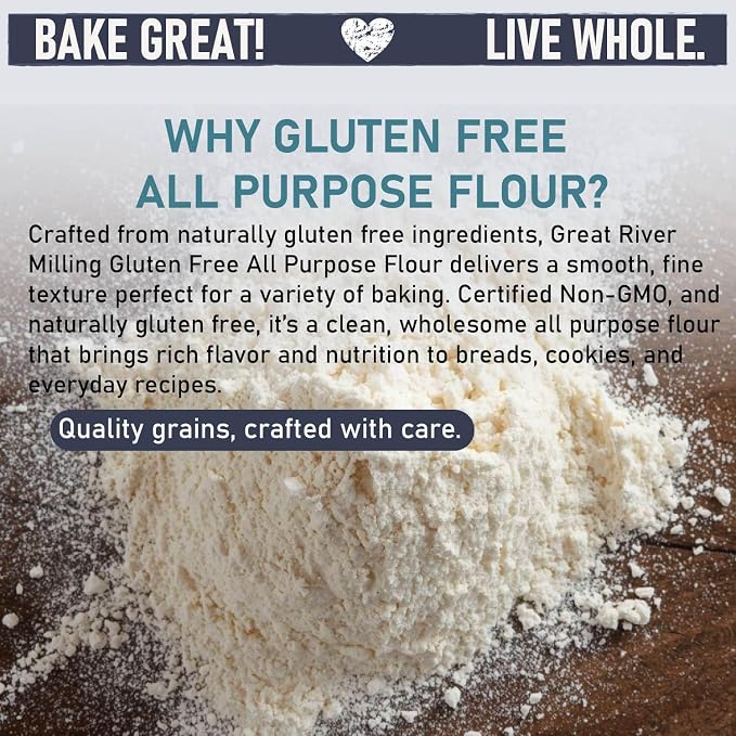 Great River Milling Gluten Free All Purpose Flour | Made from All Purpose Gluten Free Baking Alternative Ingredients | Non-GMO, Glyphosate Free, Kosher, Vegan Certified | 5 Lb