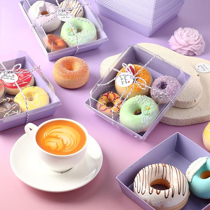 Outus 100 Pack Charcuterie Boxes with Clear Lids, Paper Dessert Boxes to Go with Gift Tags Rope Disposable Party Favor Treat Food Containers for Cookies, Donuts, Muffins, Salad, and Pastry