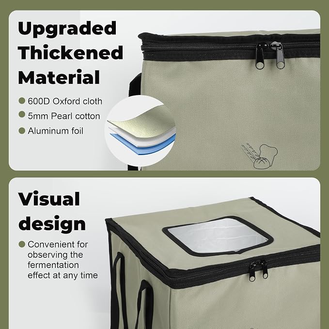 Bread Dough Proofing Box, Temperature Timer Control Bread Dough Proofer Kit Foldable Visible Sourdough Starter Warmer Home for Pizza Yogurt (30cm/11.8inch)