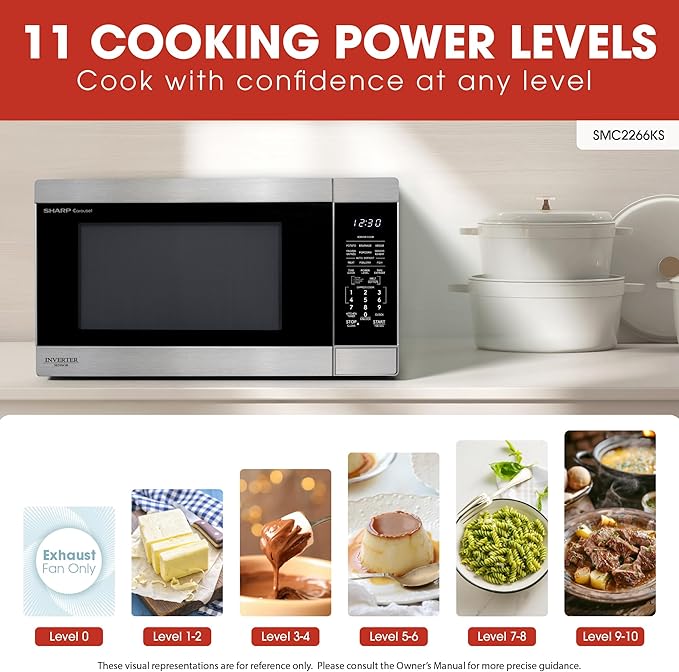 SHARP Countertop Microwave Oven with Removable 16.5" Carousel Turntable, 1200 Watt, 2.2 Cubic Feet, Stainless Steel