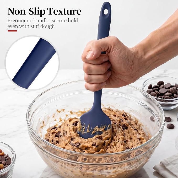 600ºF Heat Resistant Silicone Spatula Spoonula Set of 3, Blue | High Heat Food Safe Kitchen Use Scraper for Cooking Baking Mixing Scraping Stirring Cake Nonstick Cookware Pan Bowl
