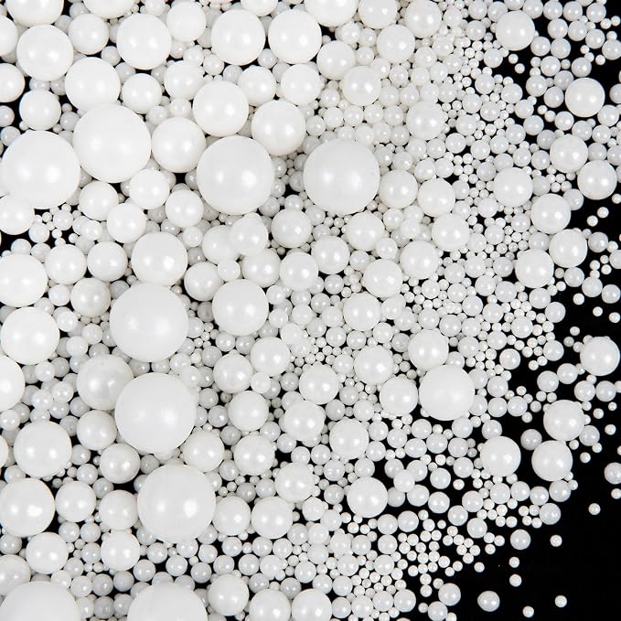 Sprinkles, White Pearl Sprinkles, 130g/4.6oz Edible Pearls for Cake Decorating, Sugar Pearls Candy Baking Decorations, Cupcake Cookie Ice Cream Toppings, Wedding Party Supplies