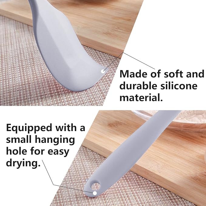 Gray Rubber Spatula for Kitchen Use, DUFEIMOY 10.8In Silicone Spatulas for Cooking Heat Resistant, Flexible Small kitchen Spatula for Kitchen Nonstick Cookware, Seamless & Dishwasher Safe