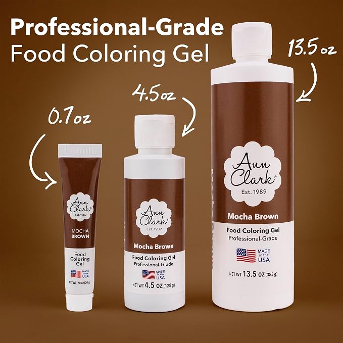 Ann Clark Mocha Brown Food Coloring Gel .70 oz. Professional Grade Made in USA