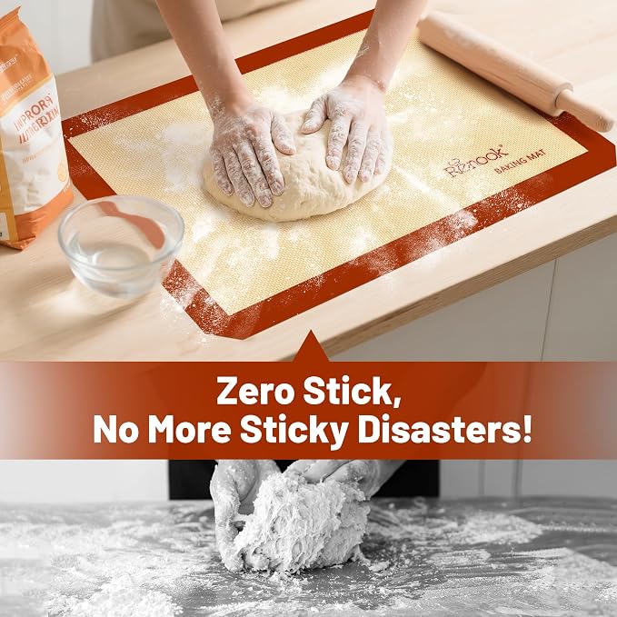 Silicone Baking Mats, 3PACK Reusable Non-stick Baking Mats for Cookies, Easy Clean & Non-Slip Food Grade, 16.5’’ x 11.6’’ Baking Sheets for Cookies, Bread and Pastry, Baking Supplies for Oven