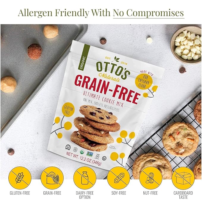 Otto’s Naturals Grain-Free Ultimate Cookie Mix, Made with Organic Cassava Flour, Gluten-Free All-Purpose Cookie Mix, Non-GMO Verified, 12.2 Oz Bag (Pack of 4)