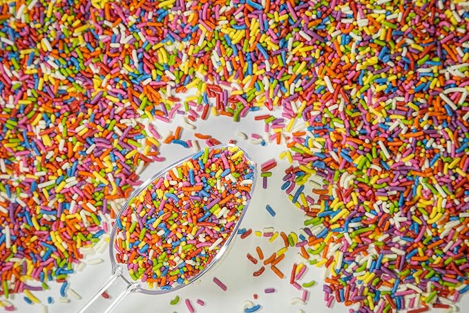 100% NATURAL RAINBOW SPRINKLES - NATURAL COLOR, DAIRY FREE, NUT FREE, GLUTEN FREE, SOY FREE, VEGAN, EGG FREE AND KOSHER,1.5 LBS. CUPCAKE AND CAKE TOPPER,BULK CANDY, RESEALABLE CONTAINER,COLORFUL