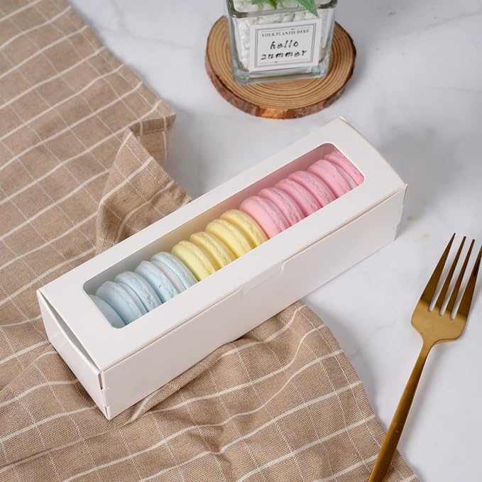 28 Pack Macaron Boxes with Clear Window Small Macaron Pastry Bakery Packaging Container for 6 Bakery Cocoa Truffle Dessert Wedding Gift