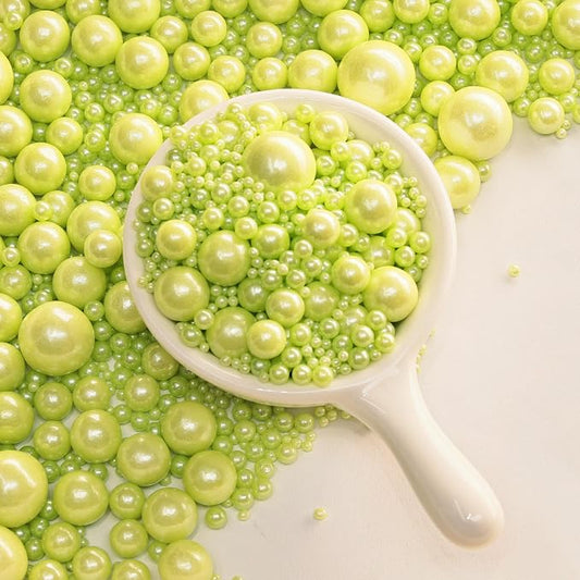 Zali Edible Pearl Sprinkles, Green, 26 Colors Mixed Size | Gluten Free, Food Grade, For Cakes, Cupcakes, Cookies, Donuts & Ice Cream, Wedding & Valentine's Day Decoration