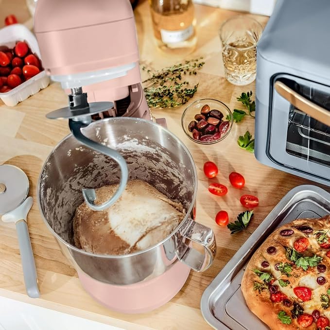 5.3 Qt Stand Mixer, 300W Electric Kitchen Mixer with 12 Speeds, Tilt Head Design, Stainless Steel Bowl, Dough Hook Whisk Beater Splash Guard (Rose)