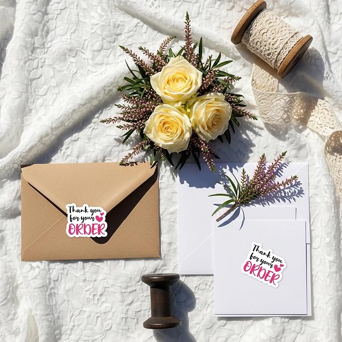 Thank You Stickers for Small Business Online Retailers Small Shop Handmade Envelopes Mail Baking, Sealing Packaging Gift Wrap Stickers, Thank You for Your Order, 500Pcs