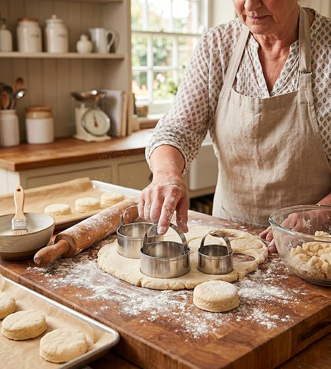3 Pieces Round Biscuit Cutter with Handle - Stainless Steel Round Circle Doughnut Cutter Baking Molds Assorted Size