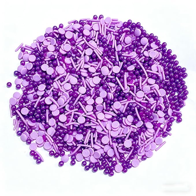 Sentovac Purple Sprinkles Edible Purple Round Confetti Jimmies Pearls for Cake Decorating Candy Cupcake Cookie Baking Ice Cream Dessert Vanlentine Halloween Christmas Holiday Decorations