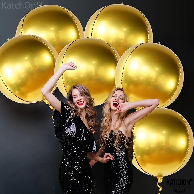 KatchOn, Big Gold Foil Balloon - 22 Inch, Pack of 6 | Gold Mylar Balloons for Golden Party Decorations | Metallic Gold Balloon Birthday Party Decor, Wedding, Engagement, Ramadan Decorations