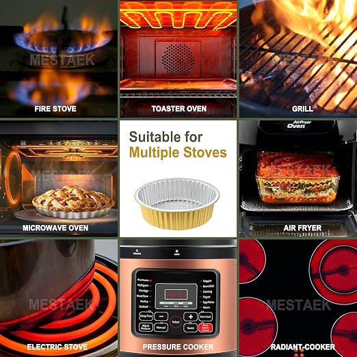 67oz Round Aluminum Foil Pans with Lids, 5 Pack | 10 Inch Round, 2 Inch Deep, Heavy Duty Foil, Ideal for Baking, Meal Prep and Food Storage