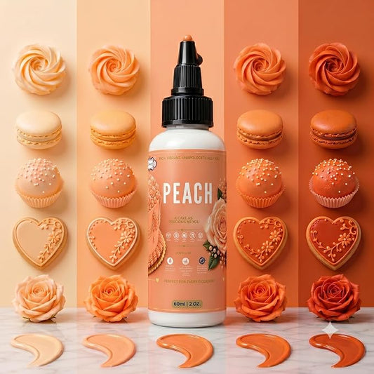 Confect Peach Gel Food Coloring – Highly Pigmented Gel Based Food Color for Buttercream, Cakes, Cookies & Baking – 60mL / 2 FL OZ