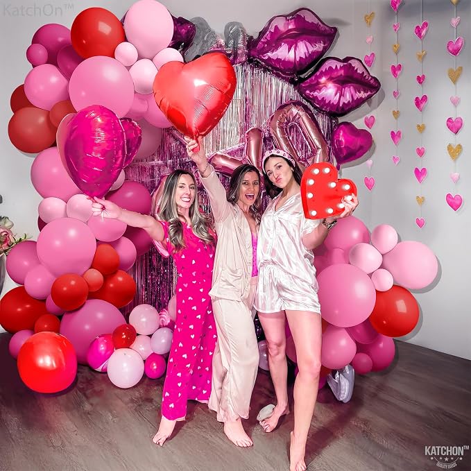 KatchOn, Pink and Red Balloon Arch Kit - Huge 18 Inch, Pack of 186 | Red and Pink Balloons for Galentines Decorations, Birthday, Bachelorette, Anniversary Decorations | Valentines Day Decorations