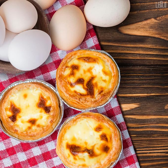 100 Pcs Disposable Egg Tart Tins - 3" Aluminum Mini Pie Tins, Durable Material, Easy to Use & Oven Safe, Moisture & Odor Resistant for Spring Holiday Baking & Pot Pies, Great Easter Gifts for Bakers