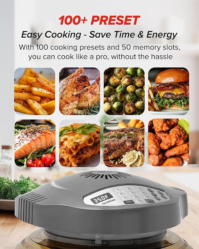 Nuwave Pro Plus 2 Countertop Infrared Oven with Stainless Steel Extender Ring, Triple Combo Cooking Power, Adjustable Temperature Control, Large Capacity Roaster, Air Fryer & Convection Oven, 20671V01
