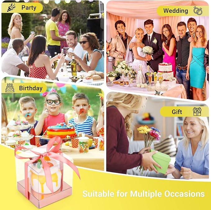 EUSOAR Disposable Cake Containers with Lids, 24pcs 3.5 Inch Rose Gold Individual Cupcake Box Containers for Cake, Plastic Cupcake Wrappers Cupcake Holder for Wedding Birthday Party Favor