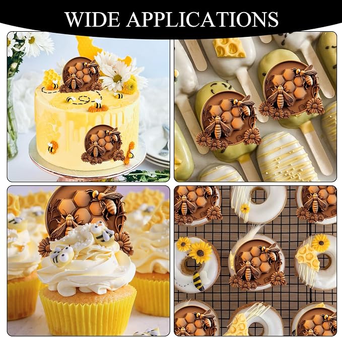 Honey Comb Silicone Molds, Cake Pop Honeycomb Bee Fondant Mold for Cake Decorating Cupcake Toppers Rafts Air Dry Gum Paste